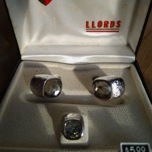 Vintage Swank silver tone cuff links and pin